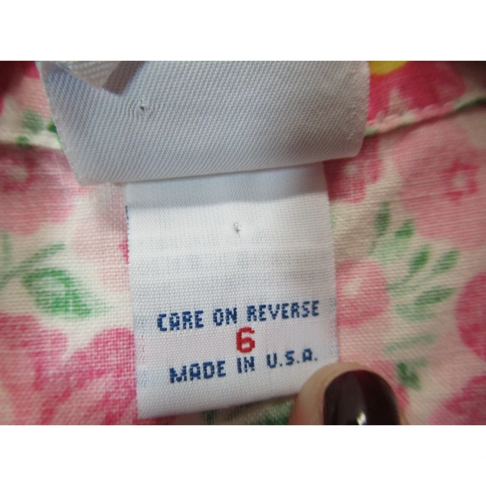 Vintage 90s Y2K OshKosh Pink Floral Pleated Dress Girls 6 Puff Sleeve HEMMED